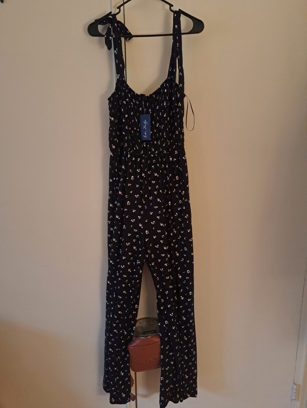 Urban Decay Black Floral Tie-Shoulder Jumpsuit